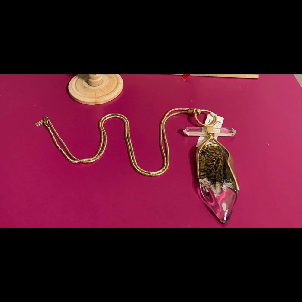 long necklace, with crystal inlay.